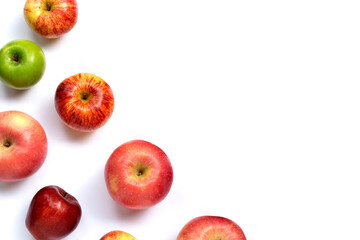 Fresh juicy apples on white background.