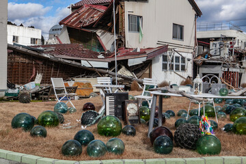 東日本大震災によって被害を受けた建物の写真　2011年12月10日撮影 宮城県気仙沼市