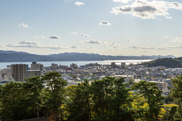 松江城天守閣からの松江市街地眺望