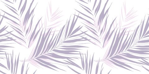 Pink palm leaves tropical summer pattern on white background floral style, seamless repeat vector pattern with soft pastel pink colour, luxury palm tree leaves design for fabric, wallpaper, bedding