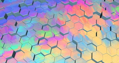background with retractable hexagonal 3d painted tiles