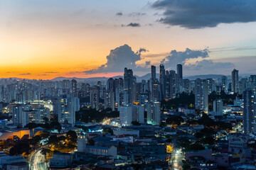 Sunset in a mteropolis. São Paulo, Brazil. Big City. Buildings.