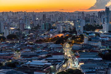 Sunset in a mteropolis. São Paulo, Brazil. Big City. Buildings.