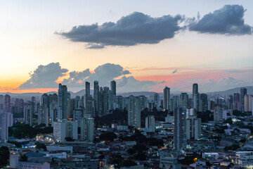 Sunset in a mteropolis. São Paulo, Brazil. Big City. Buildings.