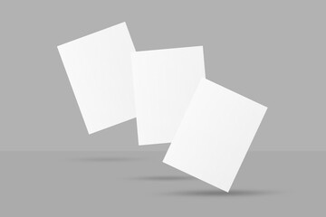 Realistic blank US letter flyer brochure for mockup. Paper or poster illustration. 3D Render.