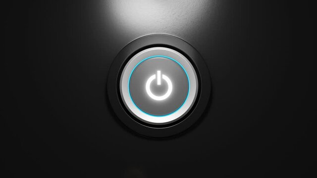 Businessman press the power button. Power on concept. 3D video