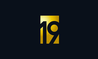 Unique Modern Gold Box Number 19 Logo - obrazy, fototapety, plakaty