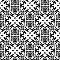 Geometric vector pattern with triangular elements. Seamless abstract ornament for wallpapers and backgrounds. Black and white colors.