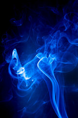 Fototapeta premium Blue smoke motion on black background.