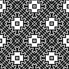 Geometric vector pattern with triangular elements. Seamless abstract ornament for wallpapers and backgrounds. Black and white colors.