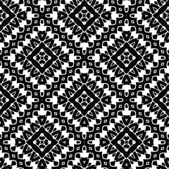 Geometric vector pattern with triangular elements. Seamless abstract ornament for wallpapers and backgrounds. Black and white colors.