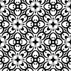 Geometric vector pattern with triangular elements. Seamless abstract ornament for wallpapers and backgrounds. Black and white colors.