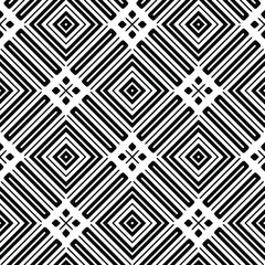 Geometric vector pattern with triangular elements. Seamless abstract ornament for wallpapers and backgrounds. Black and white colors.