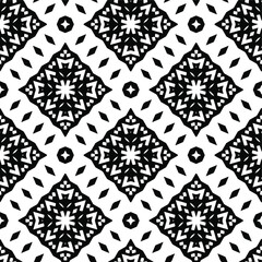 Geometric vector pattern with triangular elements. Seamless abstract ornament for wallpapers and backgrounds. Black and white colors.