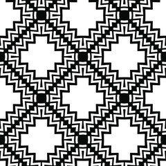 Geometric vector pattern with triangular elements. Seamless abstract ornament for wallpapers and backgrounds. Black and white colors.