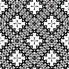 Obraz premium Geometric vector pattern with triangular elements. Seamless abstract ornament for wallpapers and backgrounds. Black and white colors.