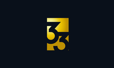 Unique Modern Gold Box Number 33 Logo - obrazy, fototapety, plakaty