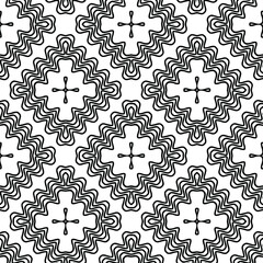 Geometric vector pattern with triangular elements. Seamless abstract ornament for wallpapers and backgrounds. Black and white colors.