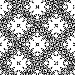 Geometric vector pattern with triangular elements. Seamless abstract ornament for wallpapers and backgrounds. Black and white colors.
