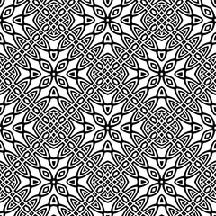 Geometric vector pattern with triangular elements. Seamless abstract ornament for wallpapers and backgrounds. Black and white colors.