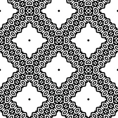 Geometric vector pattern with triangular elements. Seamless abstract ornament for wallpapers and backgrounds. Black and white colors.