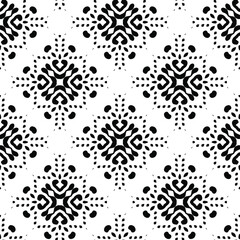  Geometric vector pattern with triangular elements. Seamless abstract ornament for wallpapers and backgrounds. Black and white colors.