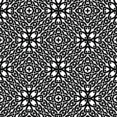  Geometric vector pattern with triangular elements. Seamless abstract ornament for wallpapers and backgrounds. Black and white colors.