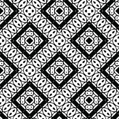  Geometric vector pattern with triangular elements. Seamless abstract ornament for wallpapers and backgrounds. Black and white colors.