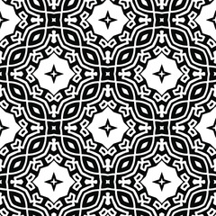  Geometric vector pattern with triangular elements. Seamless abstract ornament for wallpapers and backgrounds. Black and white colors.