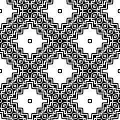  Geometric vector pattern with triangular elements. Seamless abstract ornament for wallpapers and backgrounds. Black and white colors.
