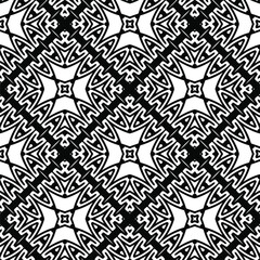  Geometric vector pattern with triangular elements. Seamless abstract ornament for wallpapers and backgrounds. Black and white colors.