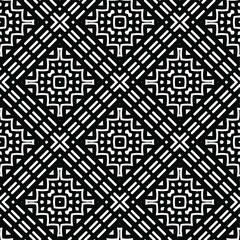  Geometric vector pattern with triangular elements. Seamless abstract ornament for wallpapers and backgrounds. Black and white colors.