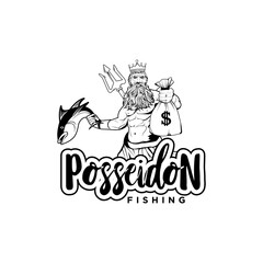 Poseidon fishing logo design