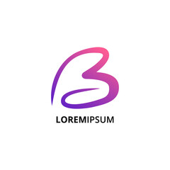 Colorful initials letter B logo feminine