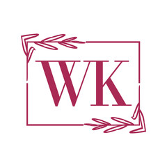 Simple Elegant Initial Letter Type WK Logo Sign Symbol Icon, Logo Design Template