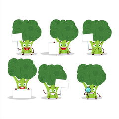 Brocoli cartoon in character bring information board