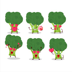 Brocoli cartoon character with love cute emoticon