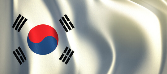 Banner type Korean flag 3d rendering background with copy space. © Tuna salmon