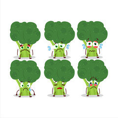 Brocoli cartoon in character with sad expression