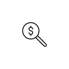 Magnifier with dolar symbol icon vector for computer, web and mobile app 
