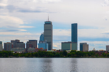 Boston Back Bay modern city skyline including Prudential Tower and Four Seasons Hotel at One Dalton...