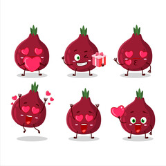 New onion cartoon character with love cute emoticon