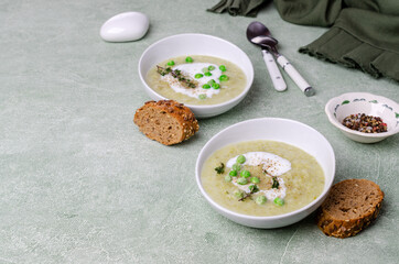 Thick vegetable soup with yogurt