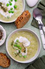 Thick vegetable soup with yogurt