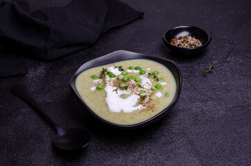 Thick vegetable soup with yogurt