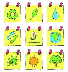 Hand drawing natural icon set. All icons are grouped separately. Vector EPS.