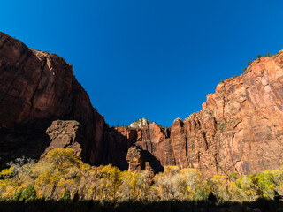The Virgin River Flowing Past The Pulpit In The Temple of Sinawava, Zion National Park, Utah, USA
