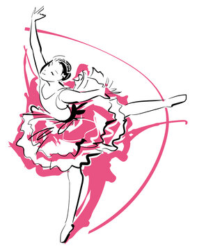 バレエを踊る女性-薔薇のイメージ