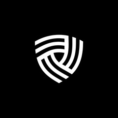 monogram logo shield style with modern design template isolated on black background letter f