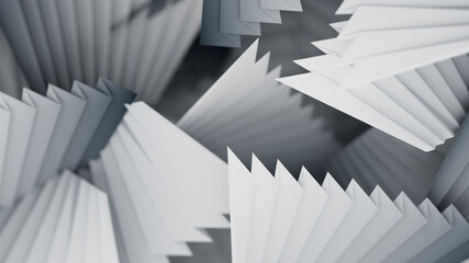 3d Abstract Render of Folded Paper in Greyscale